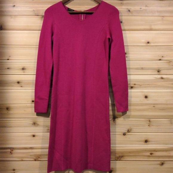 Talbots 100% Merino Wool Fuschia Sweater Dress - Picture 14 of 14